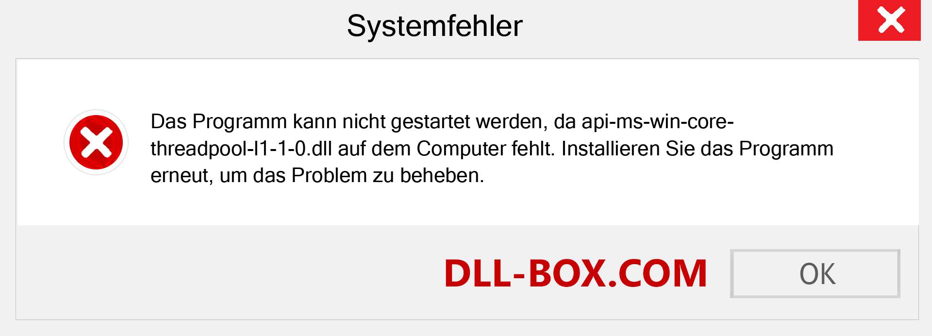 api-ms-win-core-threadpool-l1-1-0.dll-Datei fehlt?. Download für Windows 7, 8, 10 - Fix api-ms-win-core-threadpool-l1-1-0 dll Missing Error unter Windows, Fotos, Bildern